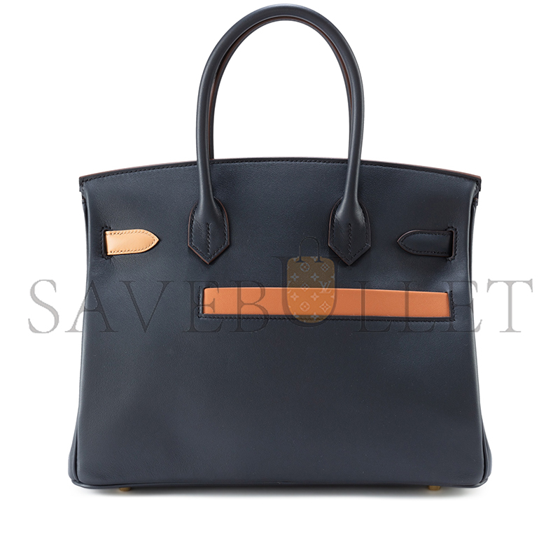 HERMÈS MASTER COLORMATIC BIRKIN 30 CABAN, BLACK AND CHAI SWIFT GOLD HARDWARE (30*22*16cm)